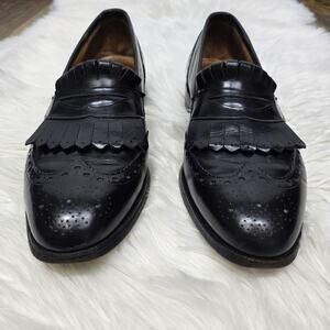 JOHNSTON & MURPHY Aristocraft Kiltie Dress Shoe Loafers 9.5 Black Wingtip Brogue